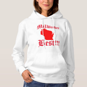Womans White & Red Milwaukee Hoddie Hoodie