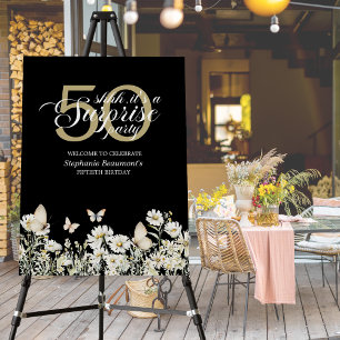 Woman's White Wildflower Surprise 50th Birthday Foam Board