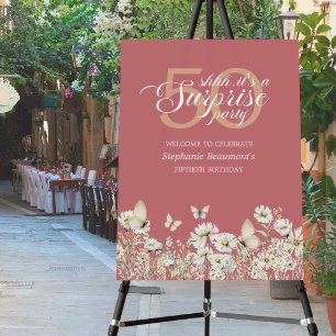 Woman's White Wildflower Surprise 50th Birthday Foam Board