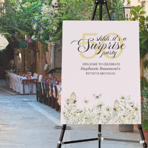 Woman's White Wildflower Surprise 50th Birthday Foam Board