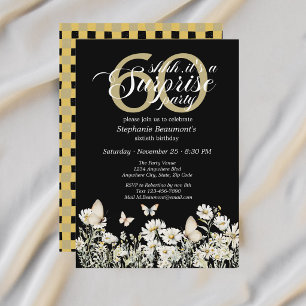Woman's White Wildflower Surprise 60th Birthday Invitation