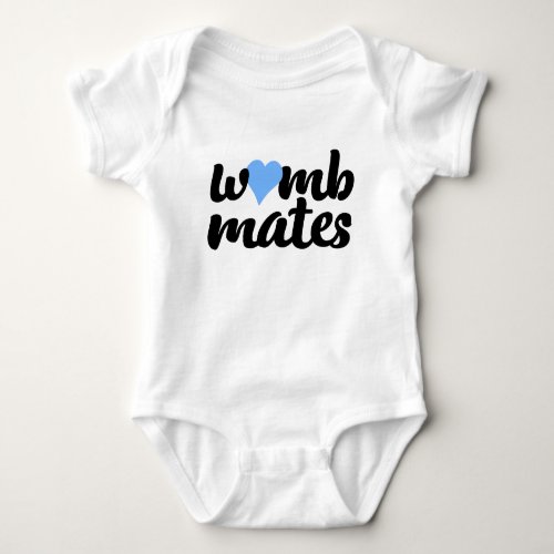 Womb Mates Blue Heart Twins Bodysuit