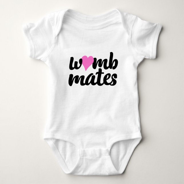 Womb Mates Pink Heart Twins Bodysuit (Front)
