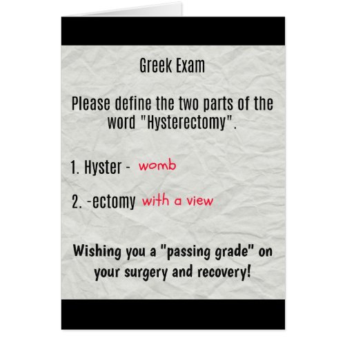 Womb With A View Hysterectomy Card