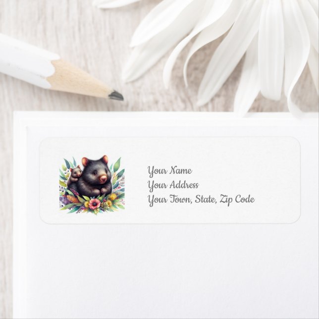 Wombat Animal Baby Shower  Label (Insitu)