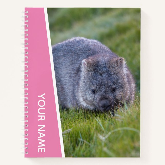 Wombat Australia Cute Animal, Personalized Pink Notebook (Front)