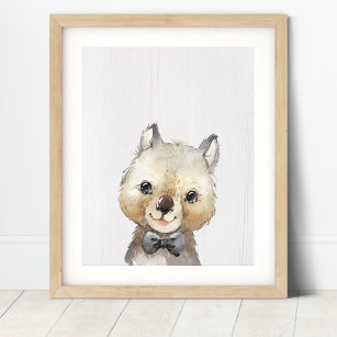 Wombat Bowtie Nursery Art Print