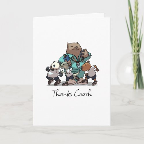 Wombat Cartoon Thank You Coach PE Teacher Artwork Card