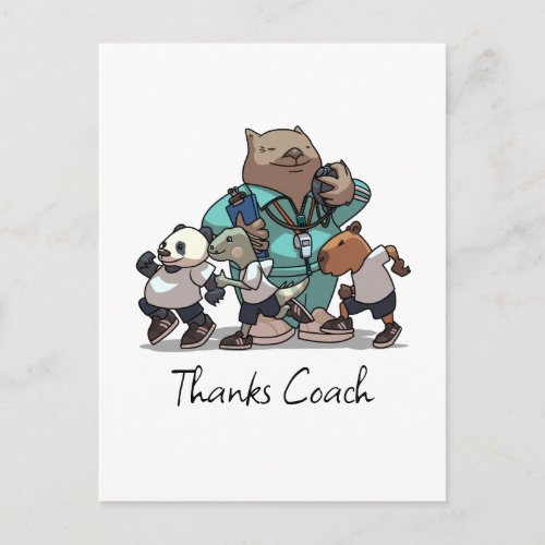 Wombat Cartoon Thank You Coach PE Teacher Artwork Postcard