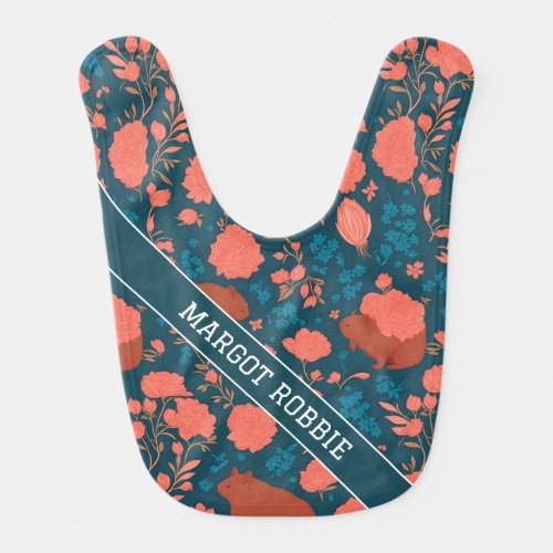 Wombat Floral Colorful Personalized Pattern Baby Bib