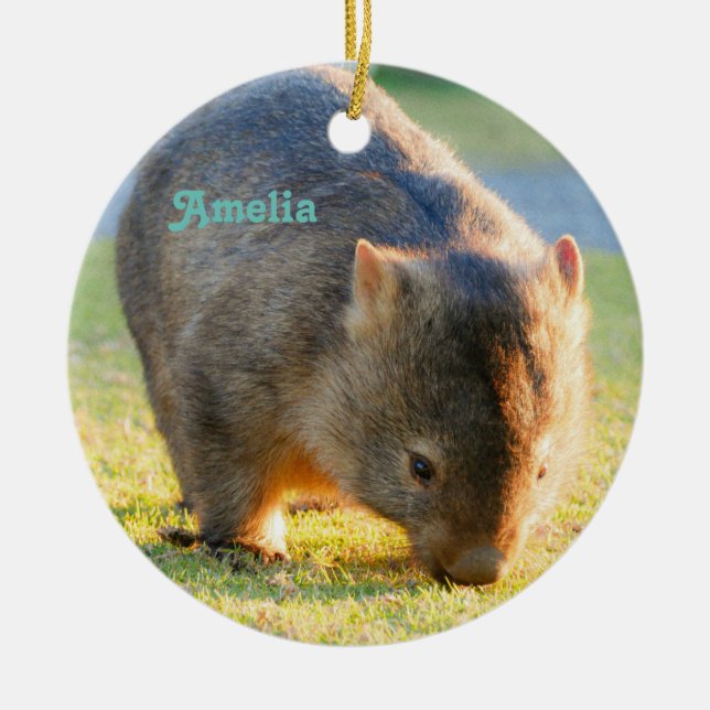 Wombat Fun Cute Name Australian Nature Photography Ceramic Ornament (Front)