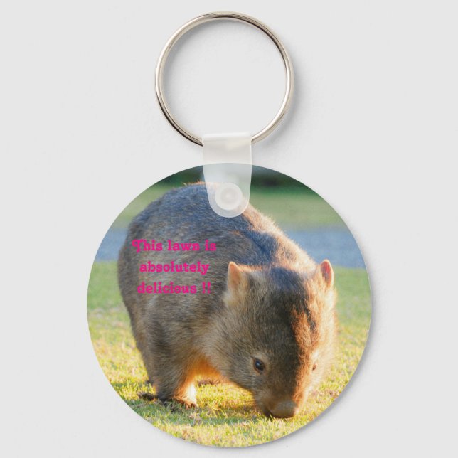 Wombat Funny Cute Australian Nature Photography Keychain (Front)
