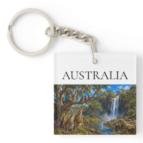 Wombat Kangaroo Waterfall Keychain