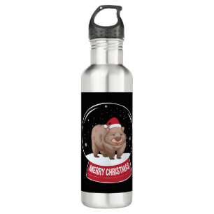 Wombat Merry Christmas Snowball Stainless Steel Water Bottle