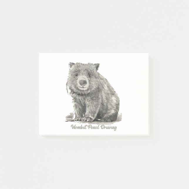 Wombat Pencil Drawing Post-it Notes (Front)