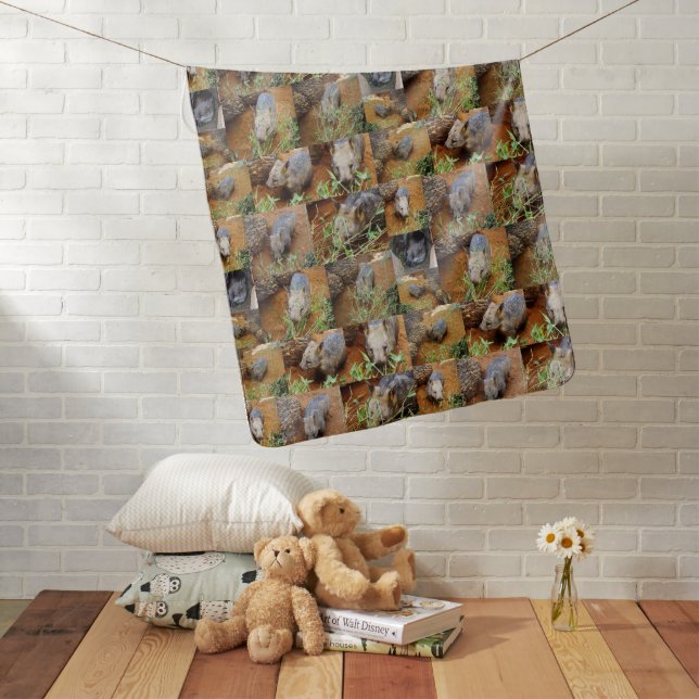 Wombat Photo Collage, Baby Blanket (In Situ)
