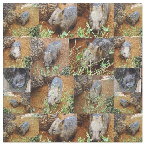 Wombat Photo Collage, Fabric