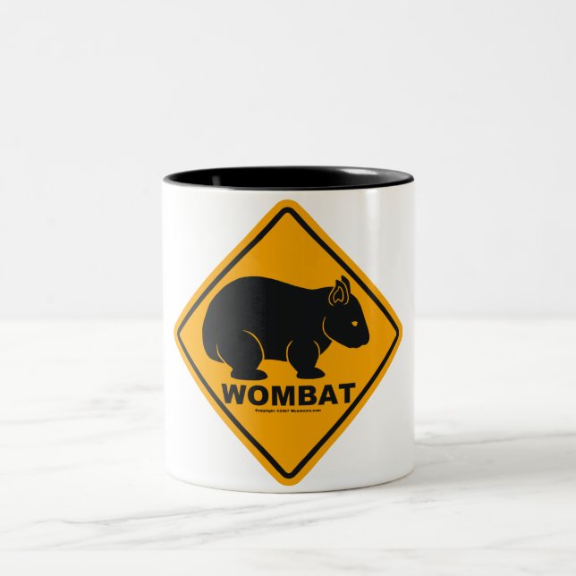 Wombat Sign Two-Tone Coffee Mug (Center)