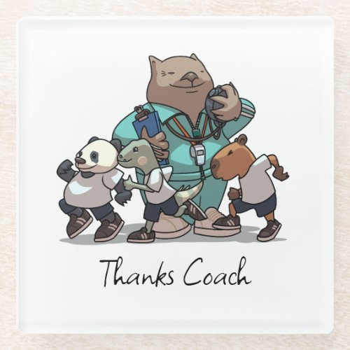 Wombat Thank You Coach Gift Sports Trainer Artwork Glass Coaster