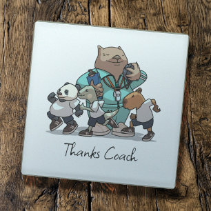 Wombat Thank You Coach Gift Sports Trainer Artwork Glass Coaster