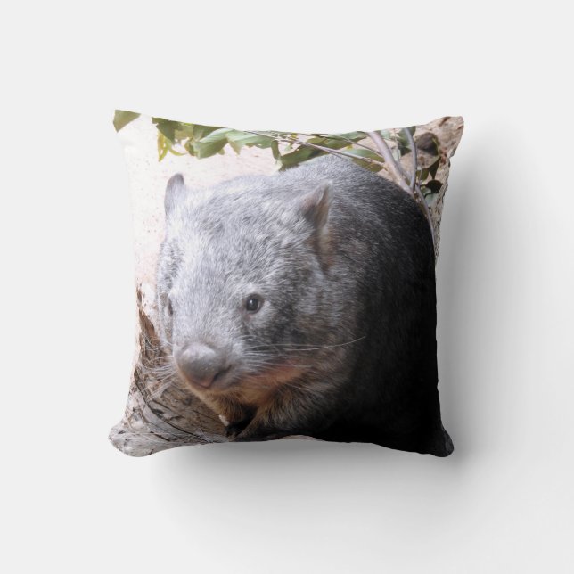 Wombat Throw Pillow (Front)