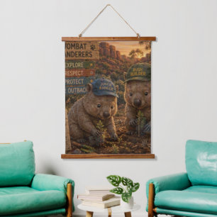 Wombat Wanderers Explore and Protect Our Outback Hanging Tapestry