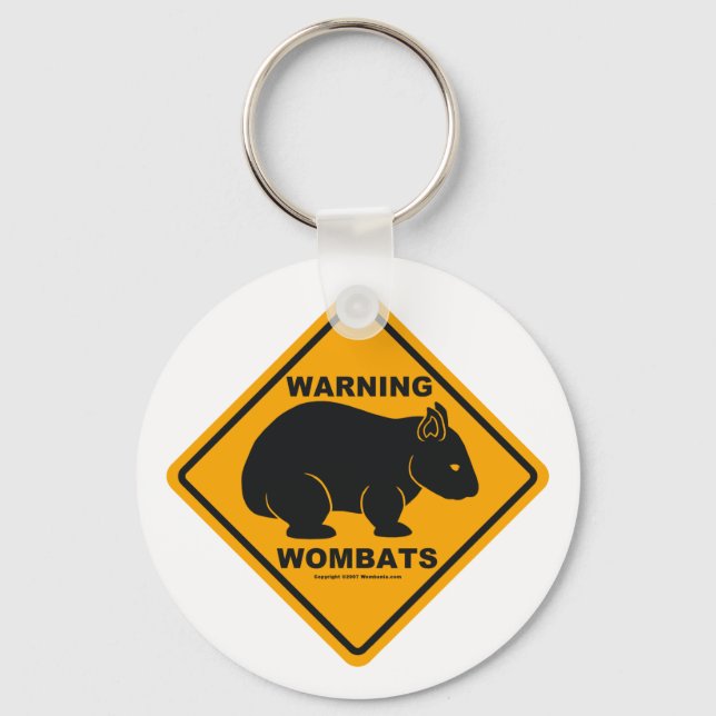 Wombat Warning Sign Keychain (Front)