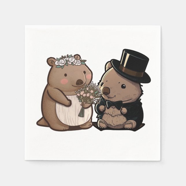 Wombat Wedding Napkins (Front)