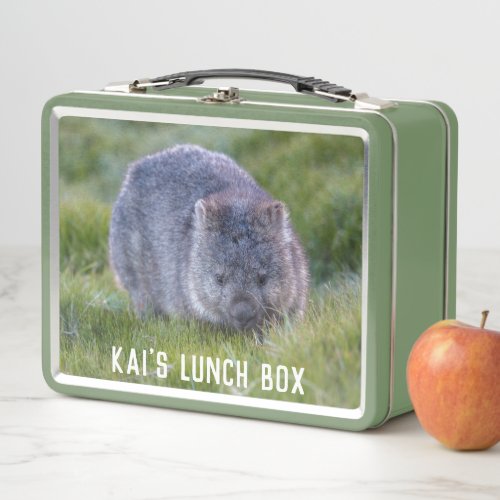 Wombat Wildlife Animal Australia Cute Green Metal Lunch Box