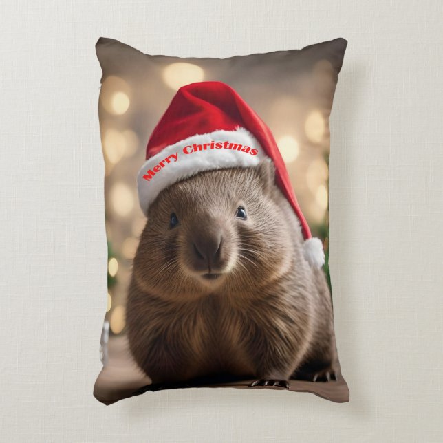 "Wombat Wonderland: A Cozy Christmas Eve" Accent Pillow (Front(Vertical))