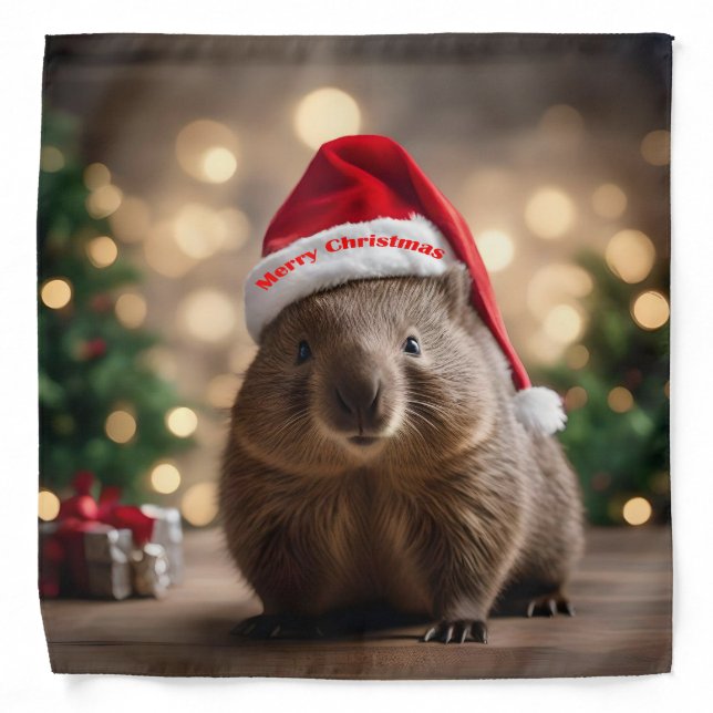 "Wombat Wonderland: A Cozy Christmas Eve" Bandana (Front)