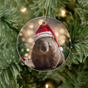 "Wombat Wonderland: A Cozy Christmas Eve" Ceramic Ornament