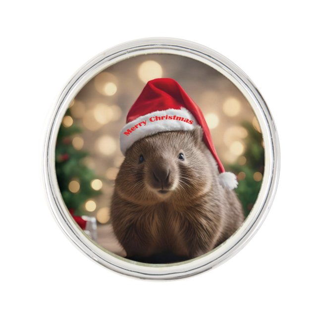 "Wombat Wonderland: A Cozy Christmas Eve" Lapel Pin (Front)