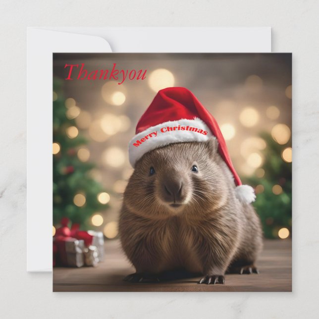 "Wombat Wonderland: A Cozy Christmas Eve" Thank You Card (Front)