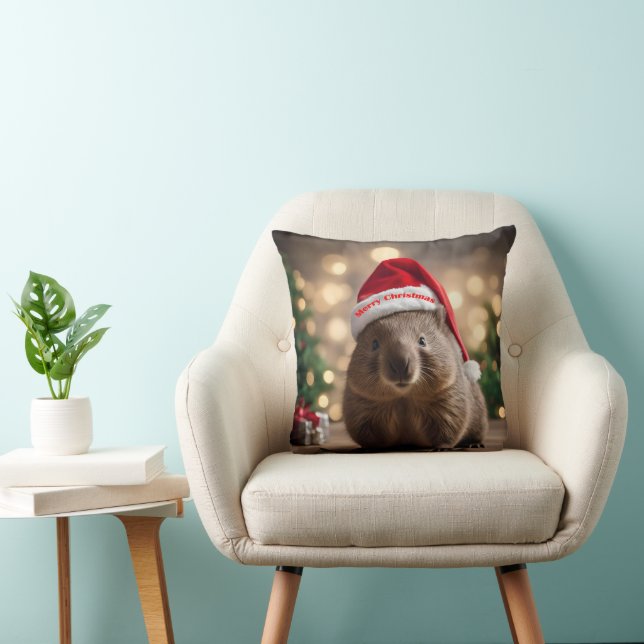"Wombat Wonderland: A Cozy Christmas Eve" Throw Pillow (Chair)