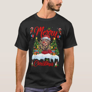 Wombat Xmas Tree Lighting Santa Hat Wombat Christm T-Shirt