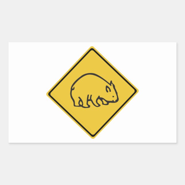 Wombats Crossing, Traffic Warning Sign, Australia Rectangular Sticker (Front)