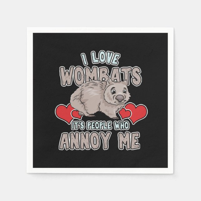 Wombats Poop Cubes Wombat Owner Australian Gift I  Napkins (Front)