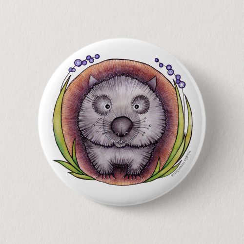 'Wombie' the wombat button badge