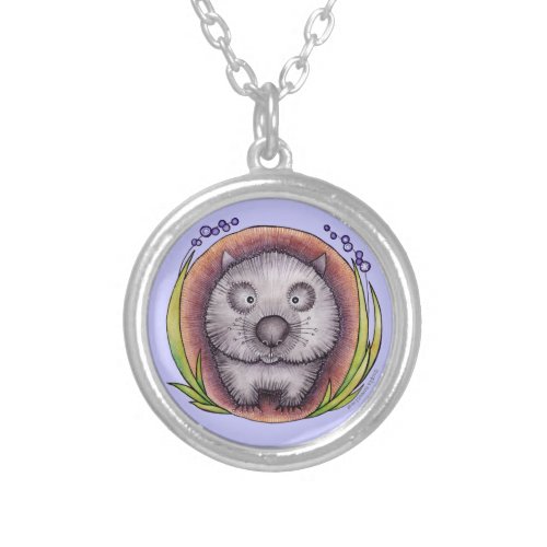 Wombie the wombat silver plated necklace