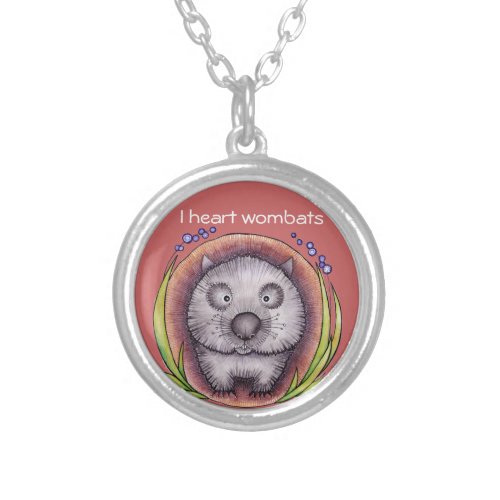 Wombie the wombat silver plated necklace