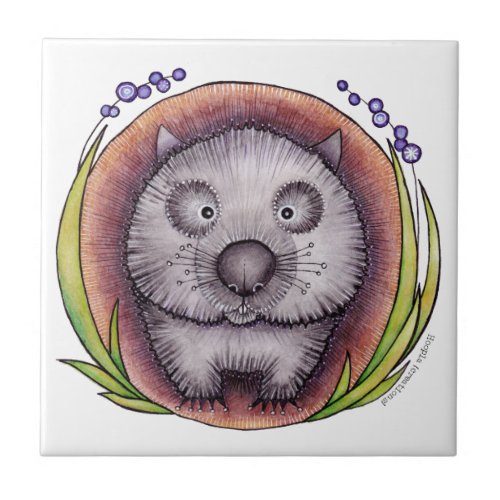 'Wombie' the wombat Tile or Trivet