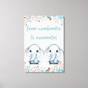 Wombmates to Roommates Elephant Nursery Wall Art