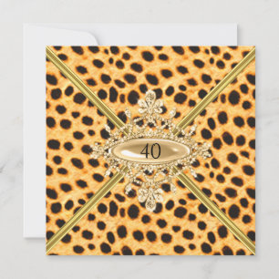 Women 40th Birthday Party Cheetah effect Invitation