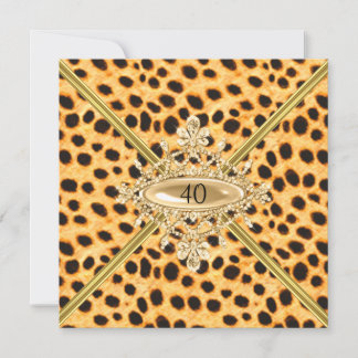 Women 40th Birthday Party Cheetah effect Invitation