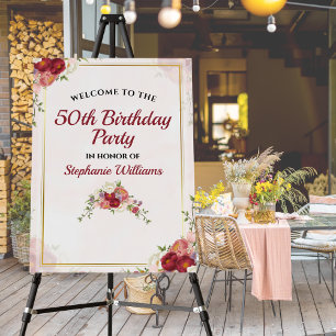 Women 50th Birthday Party Elegant Floral Bouquet Foam Board