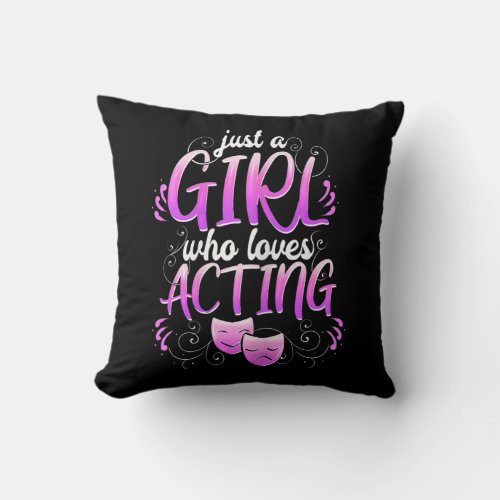 Women Actress Girl Acting Broadway Musicals Acter Throw Pillow
