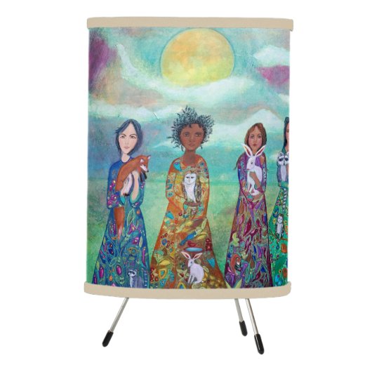 Women and Animals Whimsical Art Tripod Lamp (Right)