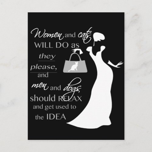 Women and cat quote postcard