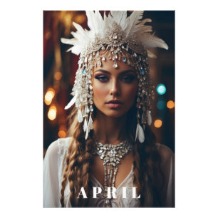 *~ Women AP53 Boho APRIL BIRTHDAY DIAMOND Photo Print